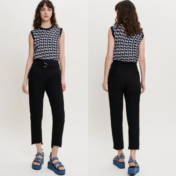Maje Pants - NWT Maje Black High Rise Straight Leg Cropped Trousers, Sz 6